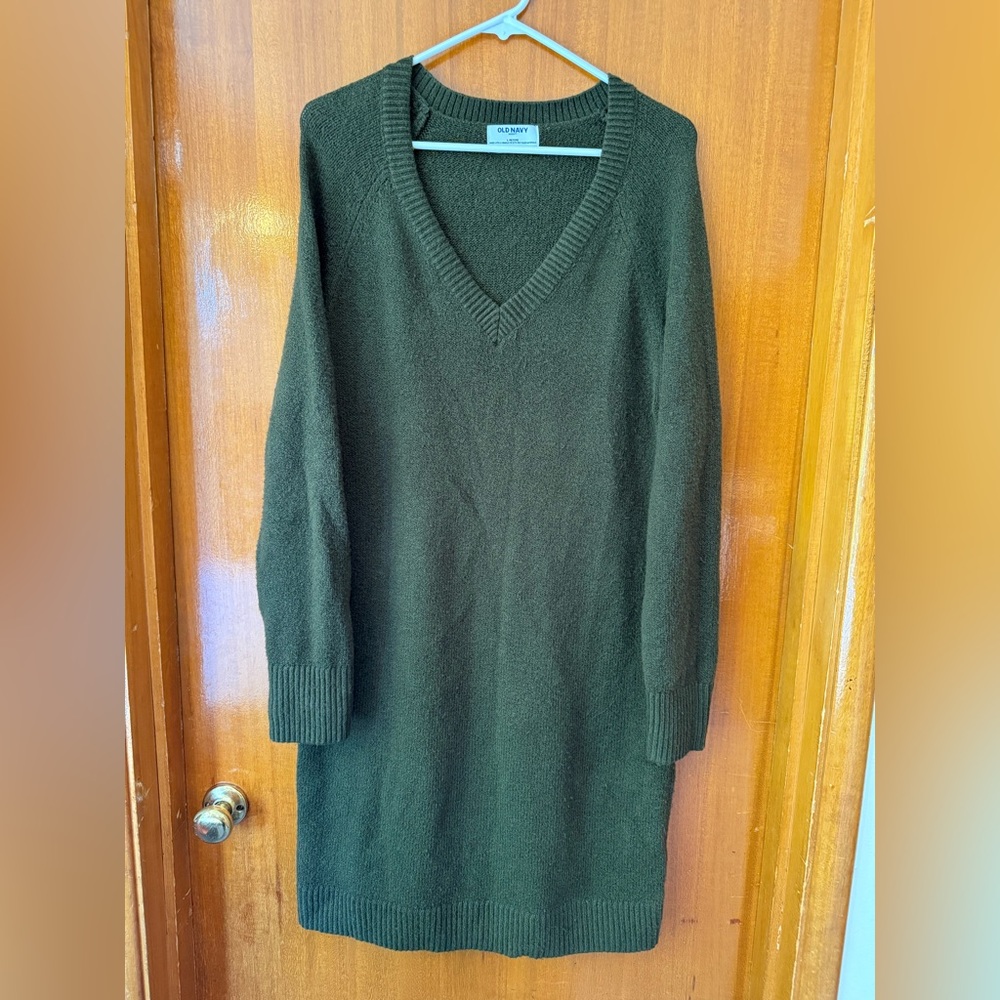 Women’s Old Navy Olive Knit Sweater Dress Size Petite Large